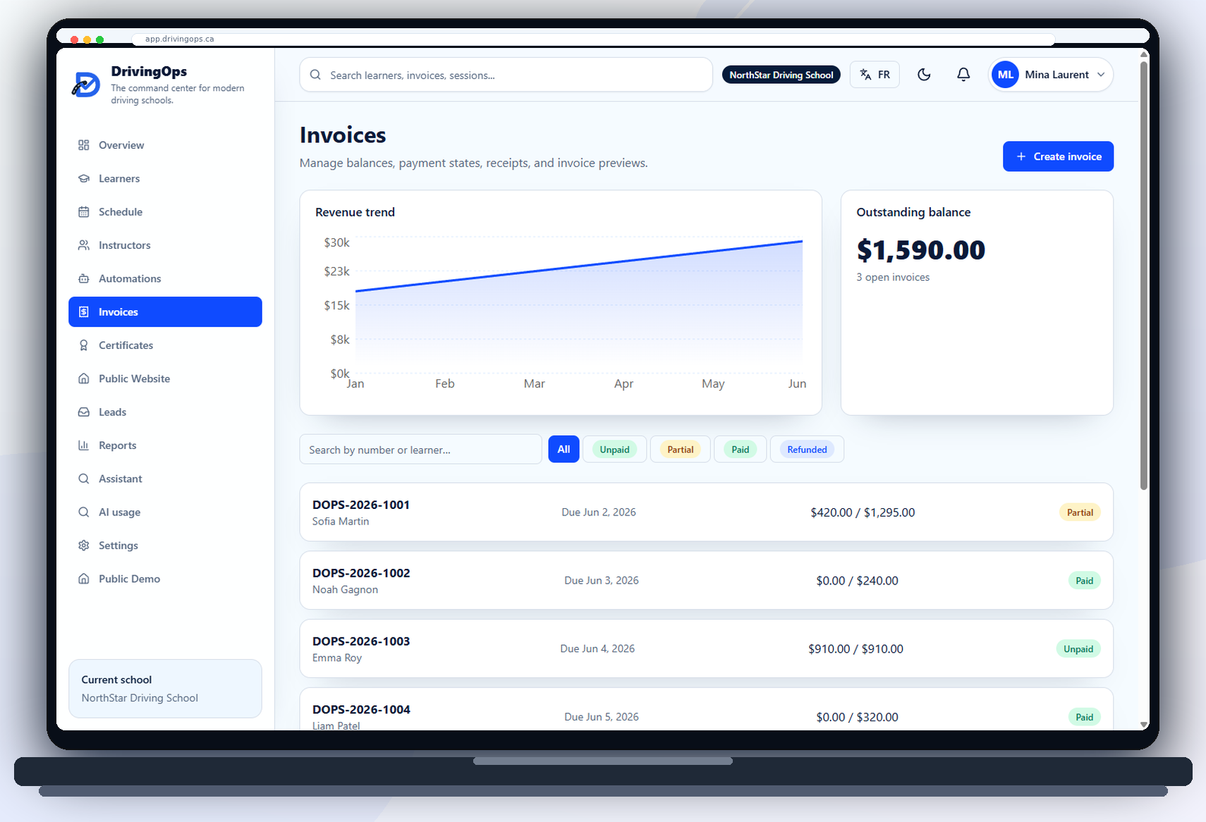 Billing & payments in DrivingOps